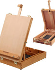 Wooden Tabletop Easel, Solid Wood Sketchbox Desktop Easel for Painting, Portable Art Drawing Easel for Beginners and Professionals