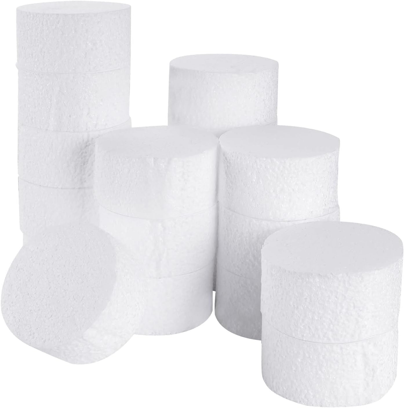 18 Pack 3.9 Inch Foam Circles for Crafts (2”Thick) round Foam Disc Craft Foam Circle for DIY Art Projects (White)