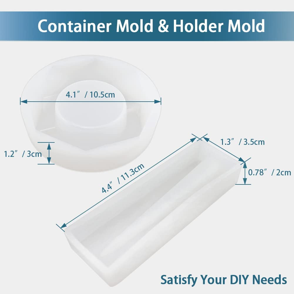 5 PCS Resin Molds Silicone Molds for Epoxy Resin with Large Rolling Tray Mold and Grinder Mold for Grind and Storage DIY Resin Casting