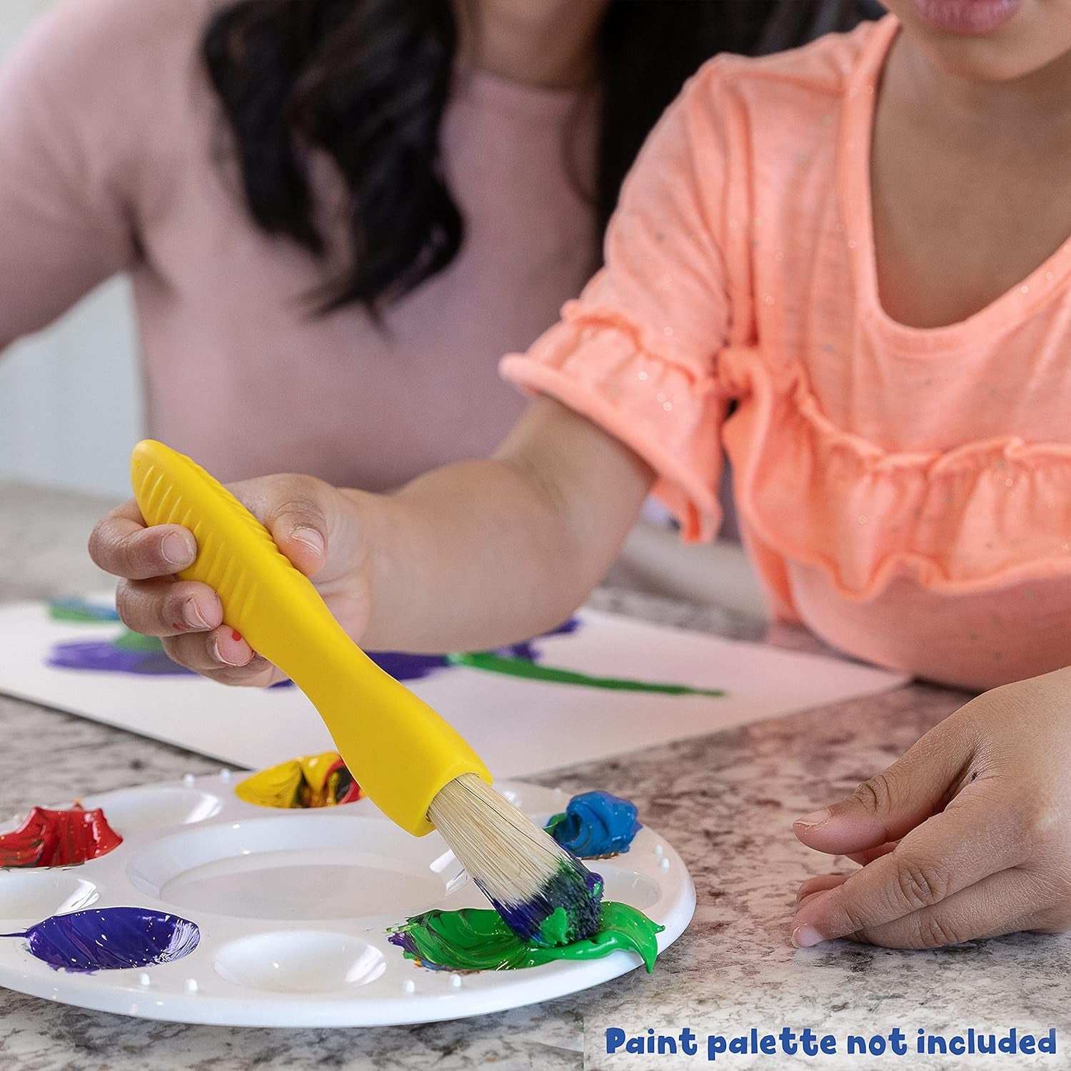 Triangle Grip Paint Brushes - Set of 6 - 1 Size - 18M+ - Easy to Grip Paint Brushes for 2, 3 and 4 Year Olds - Encourage Writing Grip