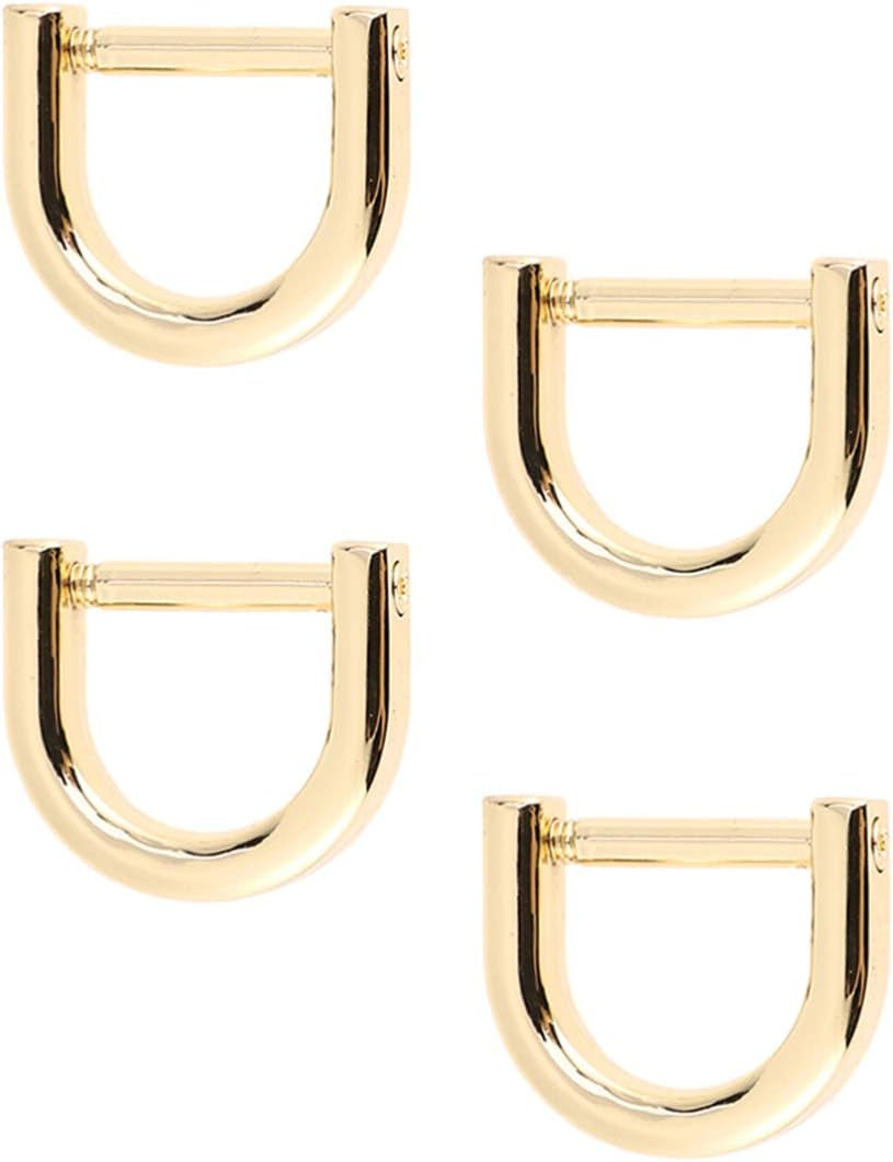 D-Rings Screw in Shackle Horseshoe U Shape D Ring DIY Leather Craft Purse Keychain Accessories for Strap 2Cm (Gold)