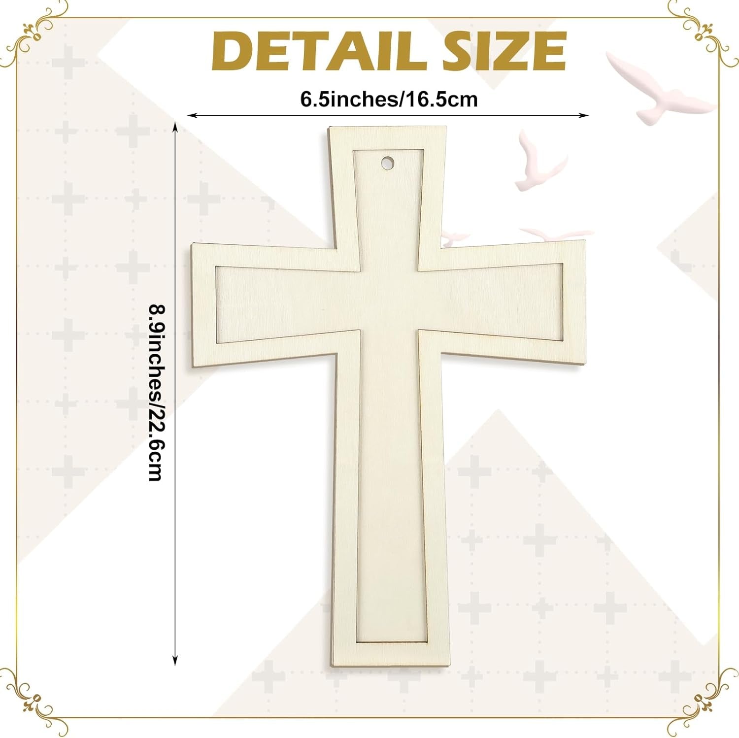 24 Pcs Unfinished Wooden Crosses for Crafts 8.9 X 6.5 Inch Unpainted Large Blank Wooden Layered Cross for Sunday School Crafts DIY Easter Projects Church Home Wall Decoration with String