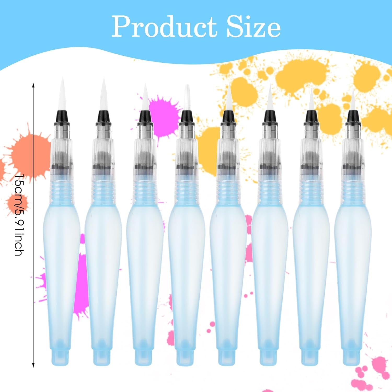 8 Pieces Watercolour Brush Pens, Refillable Water Brush Pens Water Brush Pens for Watercolor Painting with Assorted Tips Ink and Water Brush Pens for Paints, Artists, Painting, Calligraphy
