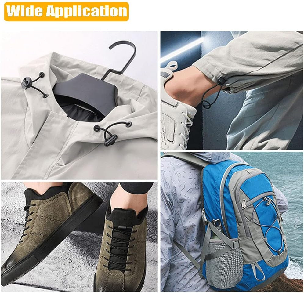 45 Pcs Plastic Cord Locks End Spring Stopper, Spring Cord Toggle for Drawstrings, Bags, Mask Adjustment, Clothing, Black