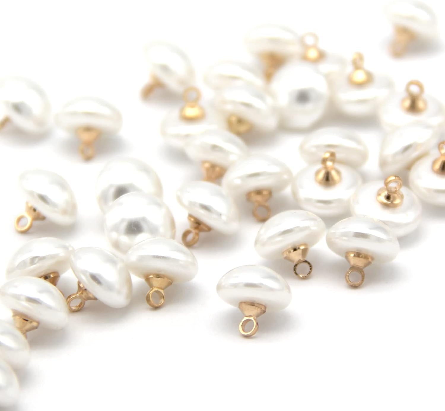 10Mm Mushroom Semicircle White Faux Pearl Buttons for Sewing, Shirts, Skirts, Wedding Dresses, Jewelry Decorations, DIY Crafts (40Pcs 10Mm(0.394Inch))