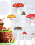 Life like Mushroom Polymer Clay Casting Silicone Mold and Veiner for Fondant Cake Decorating, Modelling Chocolate