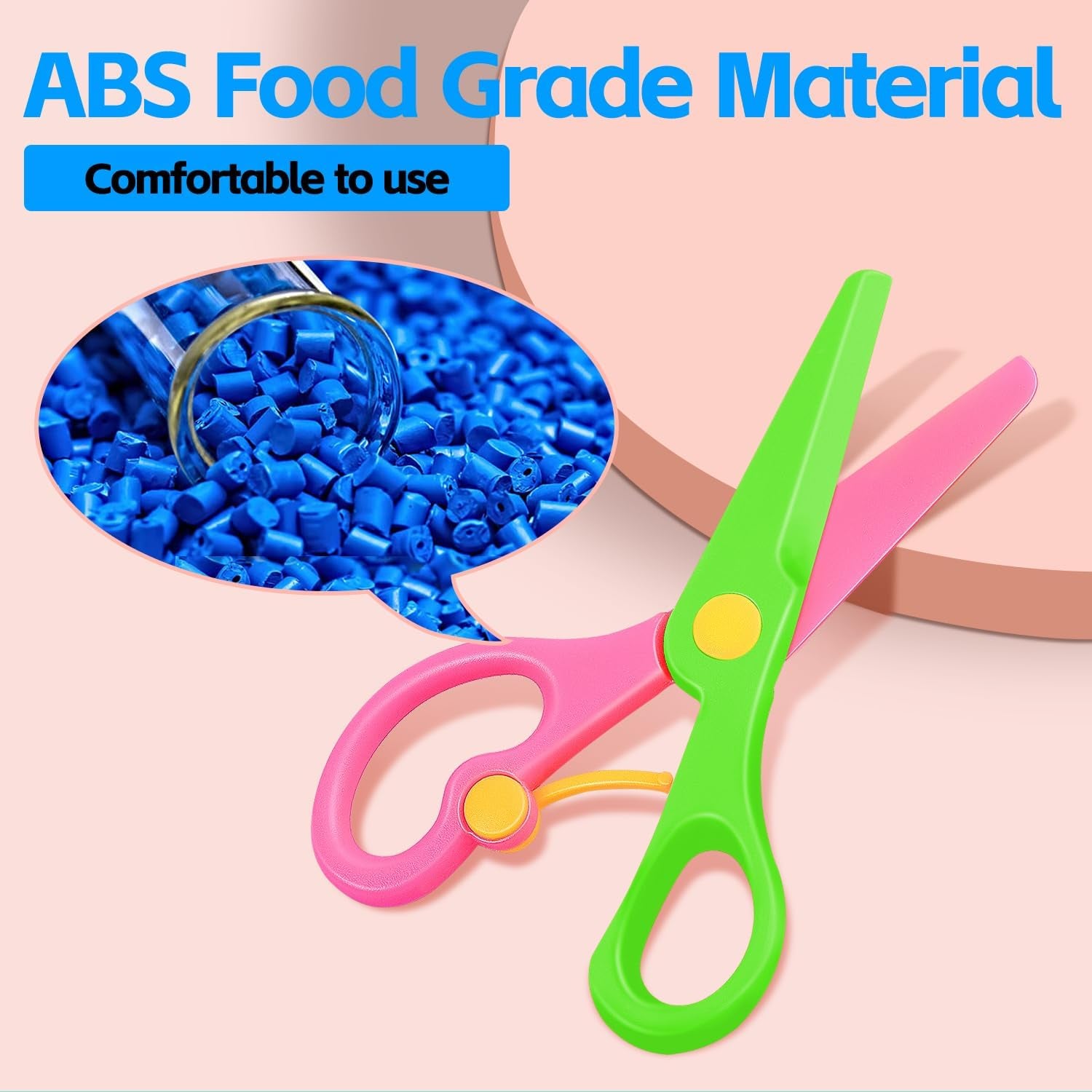 Kids Scissors,  Toddler Scissors Children Safety Scissors for Kid Ages 2-4, Blunt Tip Preschool Training Scissors Color Blocking Art Craft Scissors, 3Pcs