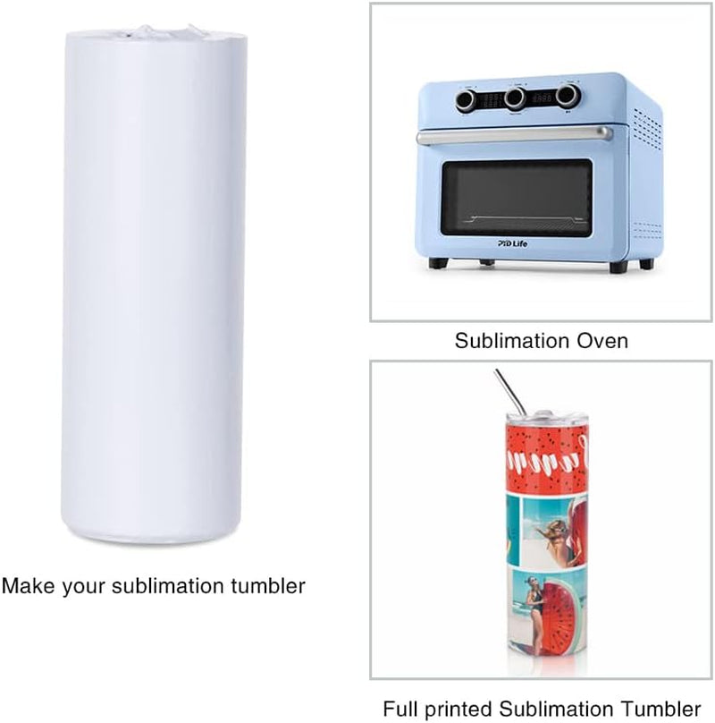 2 PCS Sublimation Blanks Skinny Tumbler White 20 OZ Straight Double Wall Stainless Steel Tumbler with Metal Straw Tumbler Cups for Tumbler Heat Press Machine Heat Transfer