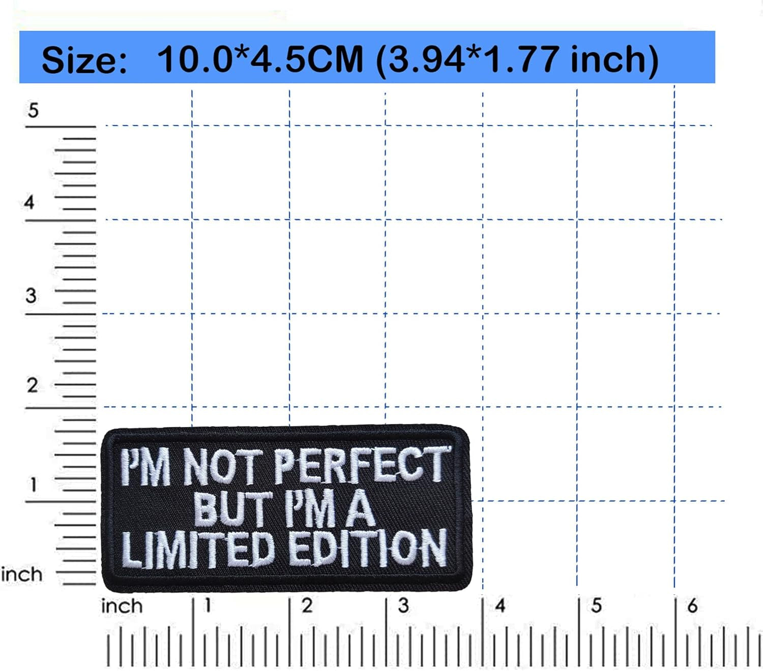 Embroidered Phrase Patches, 2Pcs "I'M Not Perfect but a Limited Edition" Iron on Sew on Patch Repair Accessories for Hats Bags Clothes Jacket Jeans Backpacks