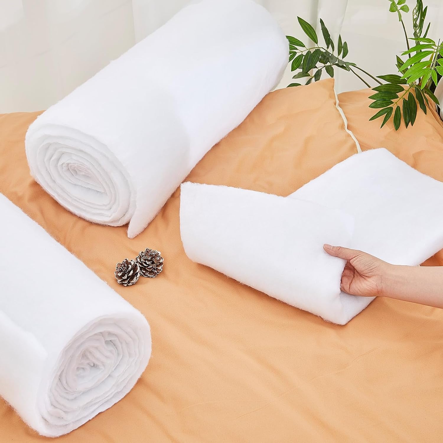 2 Roll Upholstery Quilt Batting 36 Inch X 5 Yard X 0.4 Inch Polyester Batting Multipurpose Fiberfill Stuffing Fabric for Cushion Pillows Bedspreads Interior Decoration Crafts