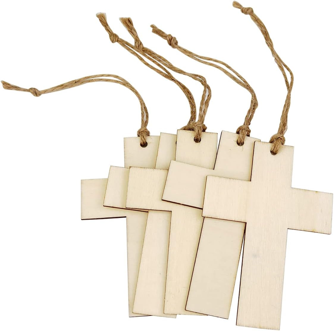 32 Pack Wood Cross Cutouts Small Wooden Crosses Hanging Ornaments DIY Cross Craft Gift Tags for Thanksgiving Christmas Home Party Decoration Craft Project