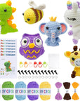 6Pcs Crochet Starter Kit Beginner for Adults - Knitting Kit for Adults and Kids Beginners - Amigurumi Crocheting Animals Kits with Step-By-Step Video Tutorials Dinosaur, Rainbow Bee, Unicorn