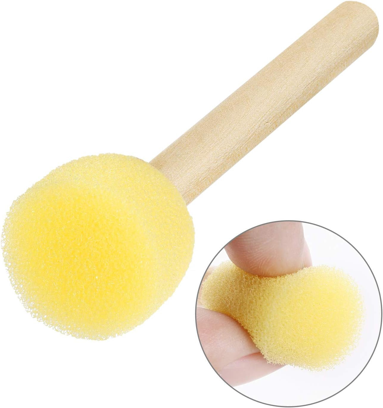 40 Pieces round Sponge Foam Brush Set Paint Sponge Brush Wooden Handle Foam Brush Sponge Painting Tools for Kids Painting Crafts (0.6 Inch)