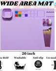 Silicone Painting Mat - Art Mat with Cup, Craft Paint Brush Cleaner Tool &10 Paint Brushes – Thick Large 20 X 16" Paint Mat for Kids & Adults – Washable Erasable Silicone Craft Mat for Artistic Work