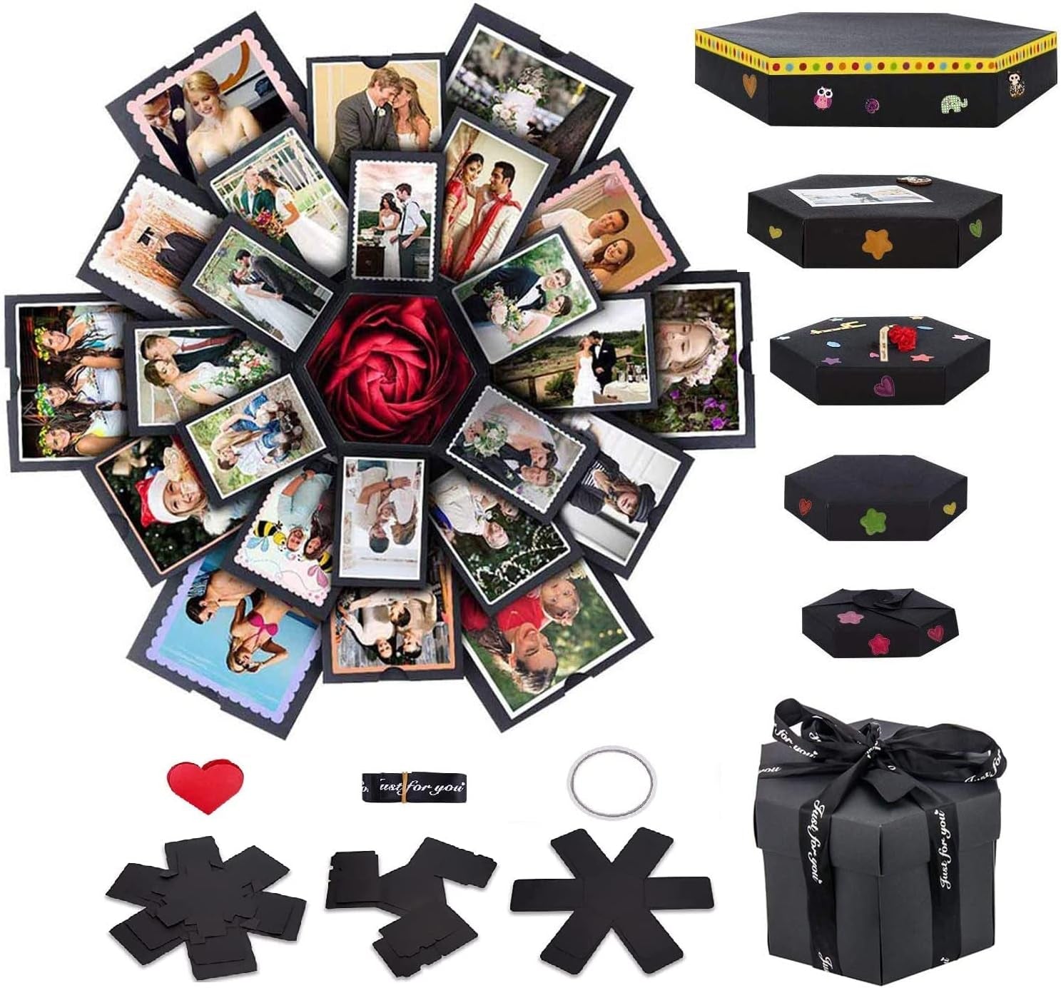 Explosion Box 6 Faces Creative Gift Box,Love Memory DIY Handmade Photo Album Scrapbook, Surprise Birthday Gift, Wedding or Valentine'S Day