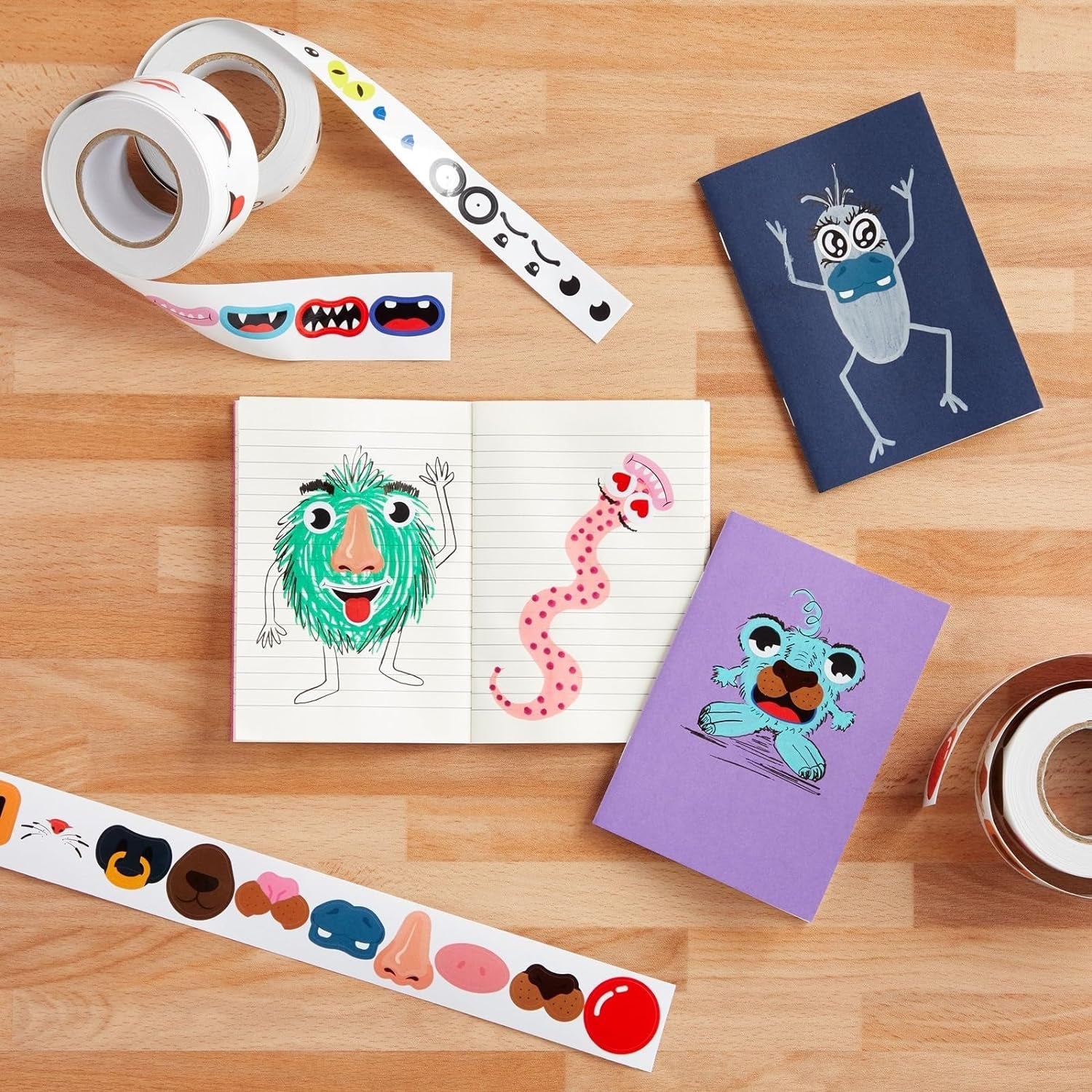 1500 Pack of Face Stickers for Kids, Silly Eyes, Nose, and Mouth for Crafts (3 Rolls)