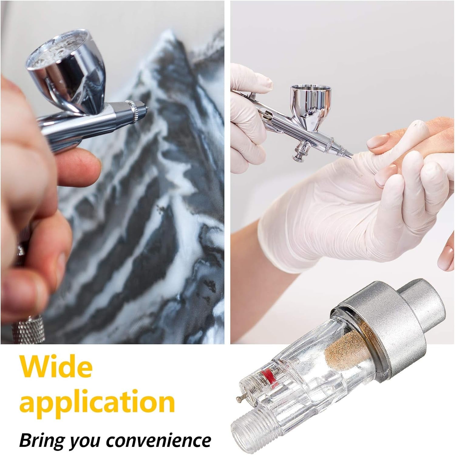 3 Pieces Airbrush Air Filter In-Line Mini Airbrush Water Separator Air Brush Filter Oil Separator for Connects onto Airbrushes and Hoses with 1/8 Inch Threads