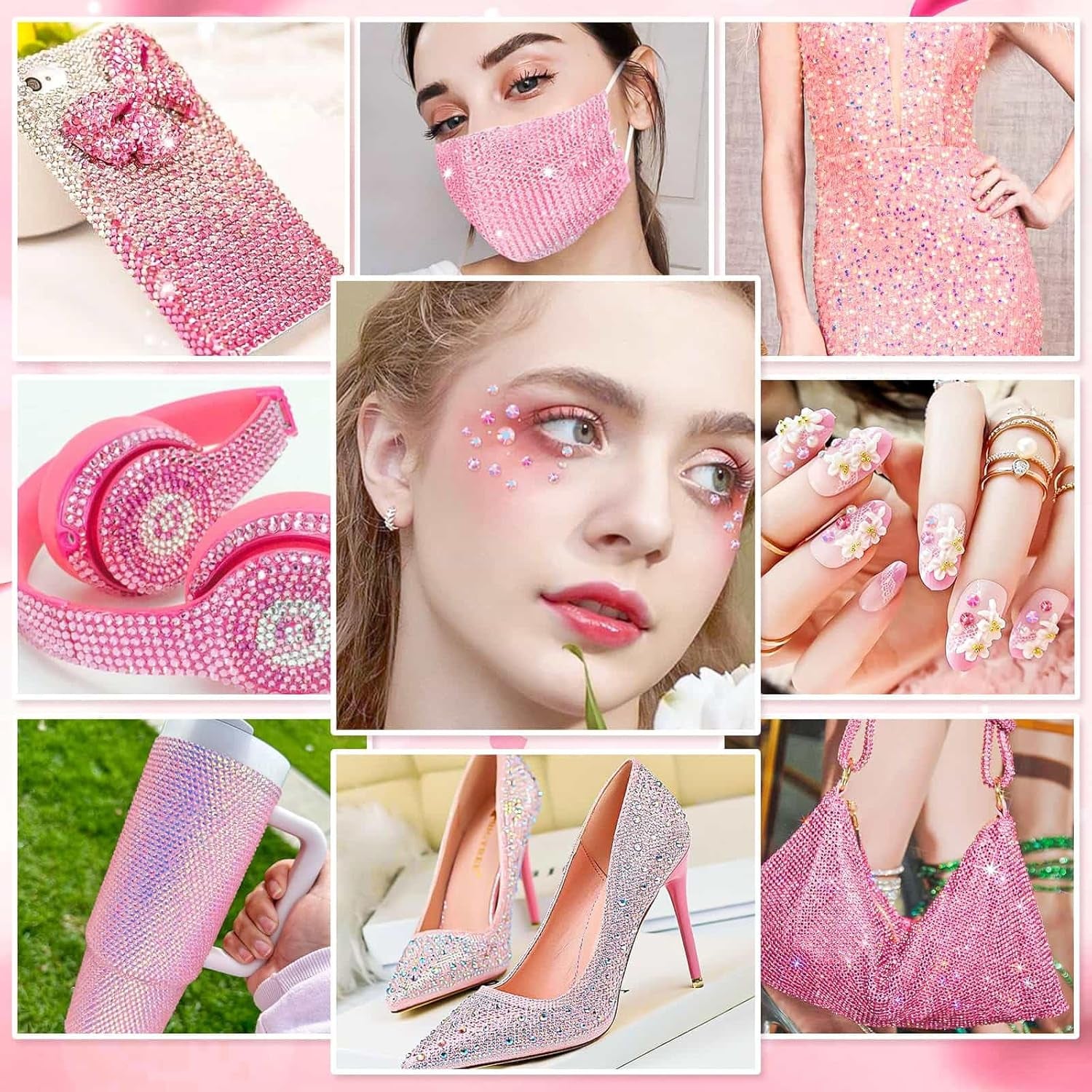 B7000 Glue with 18000Pcs Rhinestones for Crafting, Flat Back Rhinestone Kit Non Hotfix Resin Gems with Clear Jewelry Glue for Clothes Shoes Tumbler Nail Art Makeup Jewelry Making
