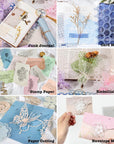 90 Sheets Scrapbook Paper and Decorative Mesh Fabric Assorted Set - 6 Pack Mixed Special Paper for Scrapbooking Planner Bullet Junk Journal Supplies Mixed Media Collage Card Embellishment 5.1X7 Inch