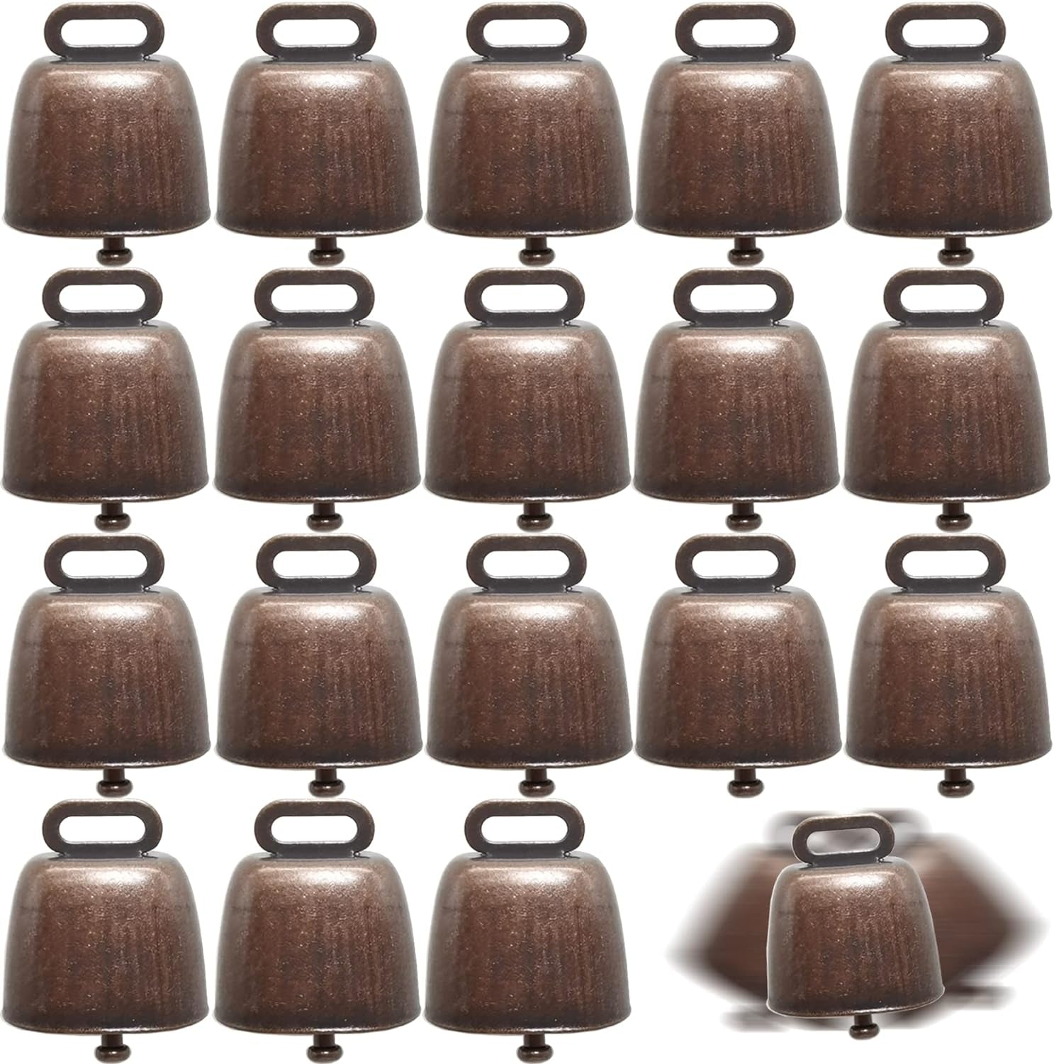 18PCS Cow Horse Sheep Grazing Copper Bells Small Brass Bells Cattle Goat Farm Loud Bronze Bell Long Distance Horse Sheep Iron Bells for Christmas Decoration (Red Bronze)