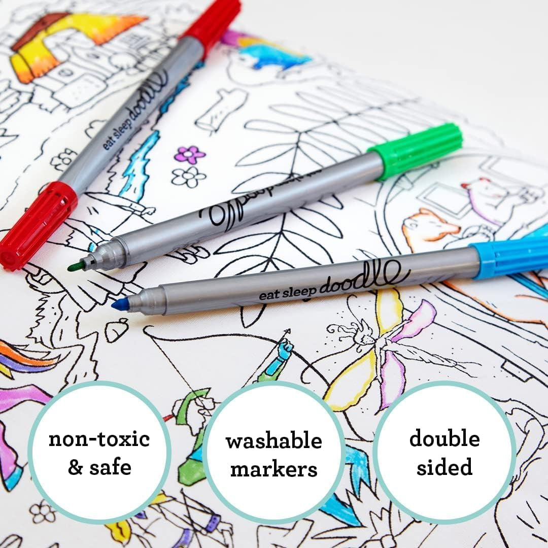 Artist Set of 20 Original Doodle Wash-Out Fabric Marker Set - Double-Ended Felt Tips in Handy Storage Box