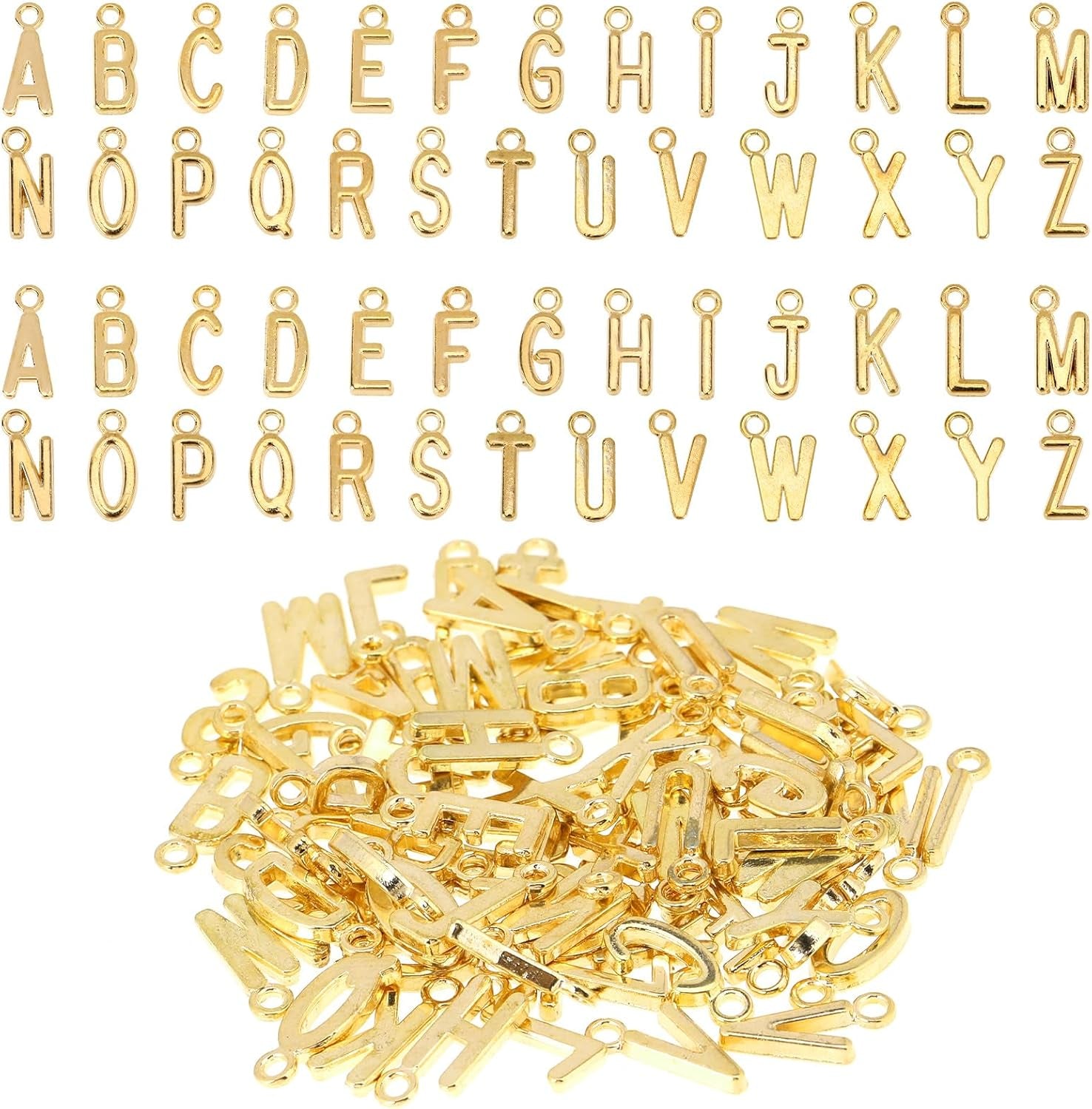 104 Pieces A-Z Alphabet Letter Charms, Jewelry Charms for Making Jewelry, Alloy Spacer Beads, Metal Letter Pendant Charms for Bracelets Necklace Earring Jewelry DIY Crafts Making Supplies