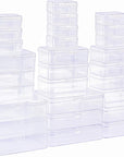 28 Pieces Mixed Sizes Rectangular Empty Mini Plastic Storage Containers with Lids for Small Items and Other Craft Projects (Clear)
