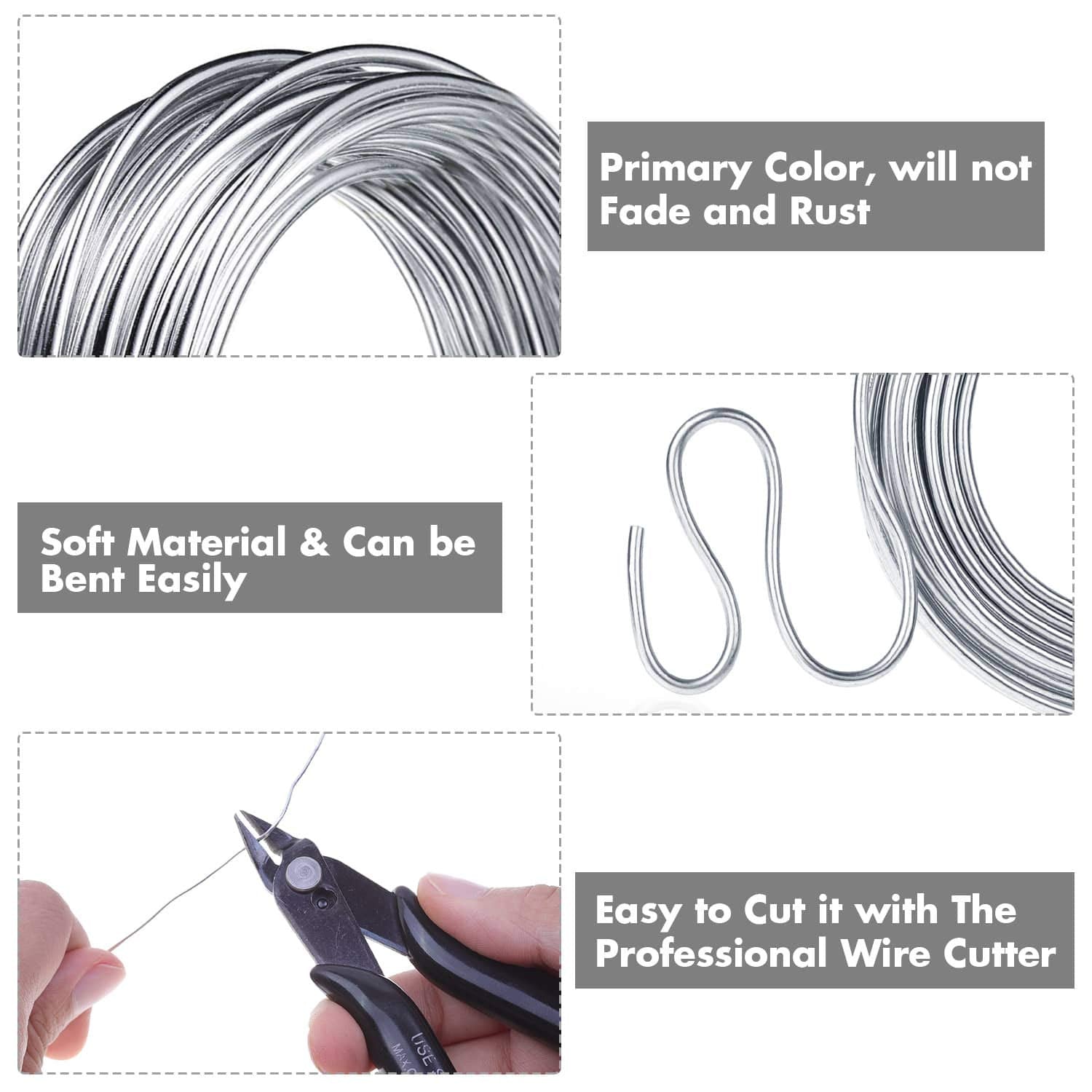 Aluminum Wire,  18 Gauge 328 FT Metal Wire Bendable Sculpting Aluminum Wire 1Mm for Crafts Jewelry Making Beading Floral (Silver)