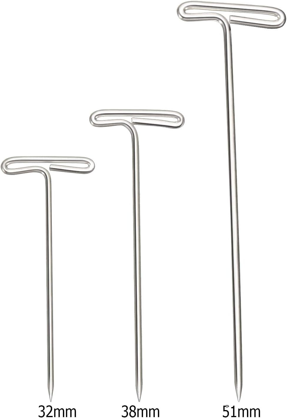 Steel T-Pins for Blocking Knitting, Modelling and Crafts 150 Pieces (2 Inch, 1-1/2 Inch, 1-1/4 Inch)