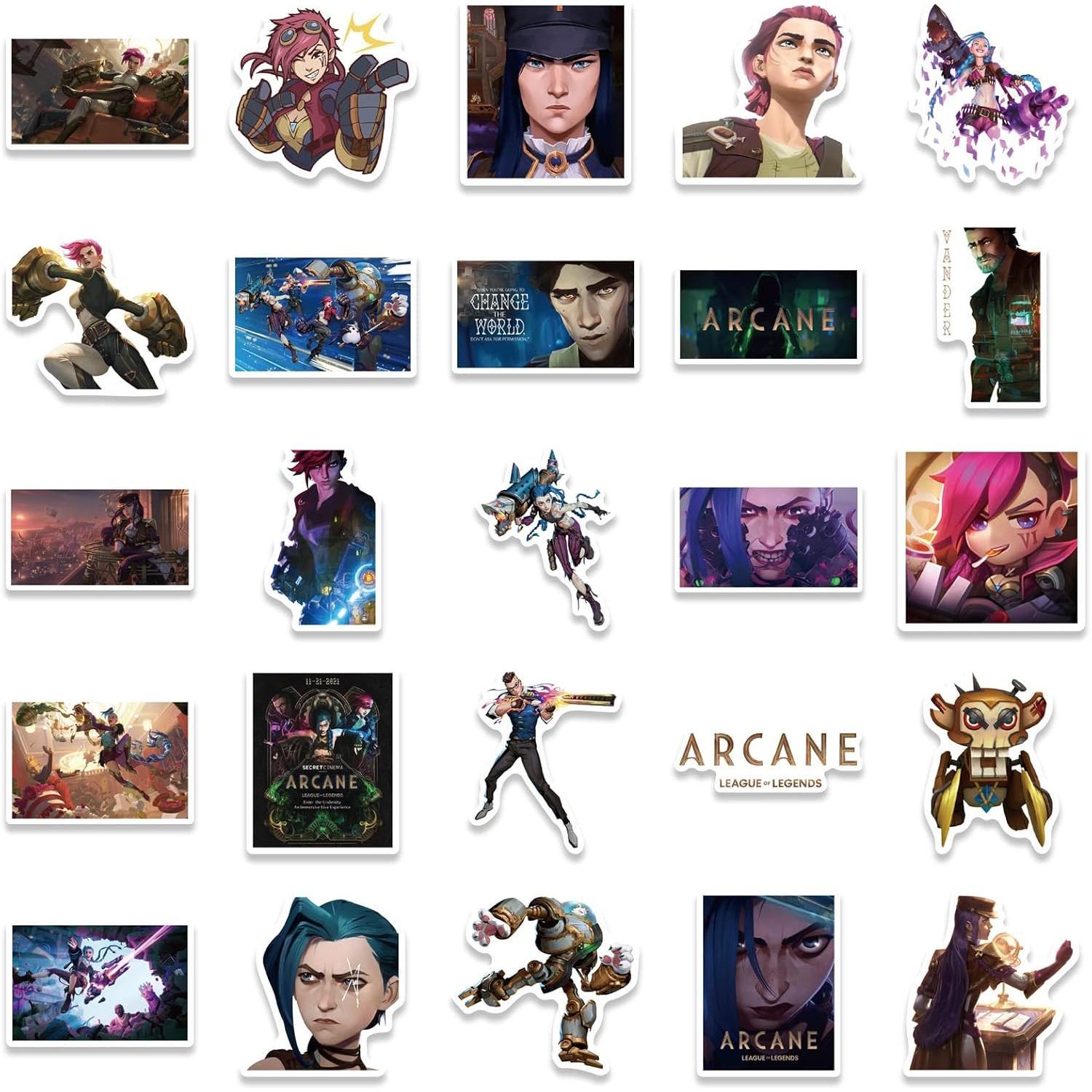 Arcane 50Pcs Stickers - Waterproof Vinyl for Laptops, Skateboards, Bikes, Bumper, and More, High-Quality Decals with 100% Free Exchange Guarantee