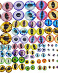 180PCS Assorted Mixed Size Dragon Eye Flatback Covered Glass Cabochons for Doll Making Craft Jewelry DIY 6Mm 8Mm 10Mm 12Mm 15Mm 18Mm 20Mm 25Mm 30Mm