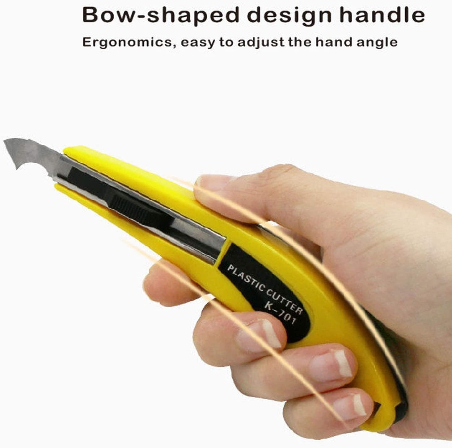Professional Acrylic Plexiglass Sheet Cutter Scoring Knife Tool,With a Curved Handle,It Is More Convenient to Use.One Handle,11 Blades.(Yellow)