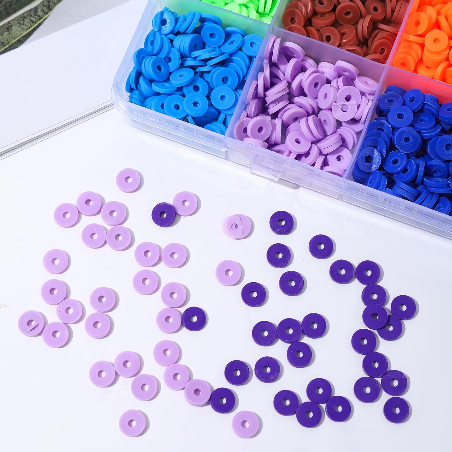 5000+Clay Beads Bracelet Making Kit, Flat round Spacer Beads Heishi for Bracelets Jewelry Making Kit Earring DIY Crafts Holiday Gift