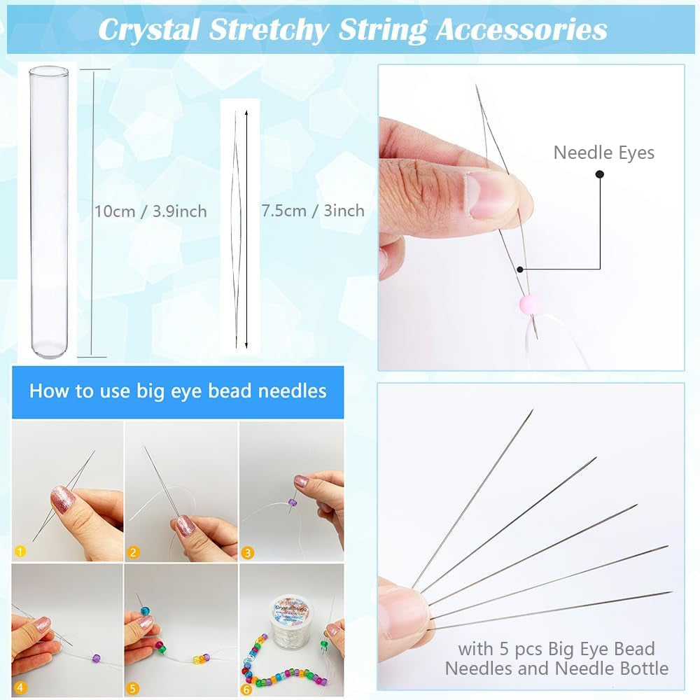 1Mm Stretchy Bracelet String Elastic String for Bracelets Making, Crystal Clear String Elastic Cord Necklace Cord Bead Cord for Friendship Bracelets, Letter Beads and Jewelry Making