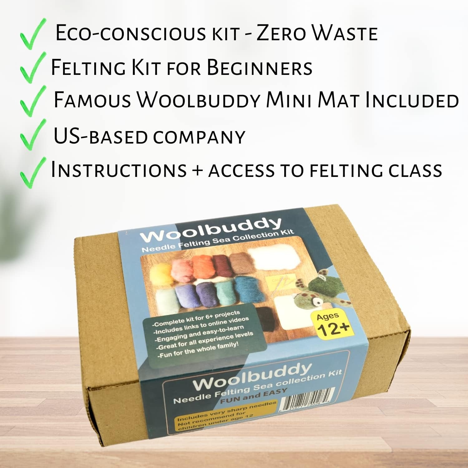 Needle Felting Kit, Sea Animals, Felting Kits for Beginners Adults and Kids, Needle Felting Kit for Beginners, Felting Supplies Inc, Wool Roving, Felting Needles, Felting Pad, Instruction