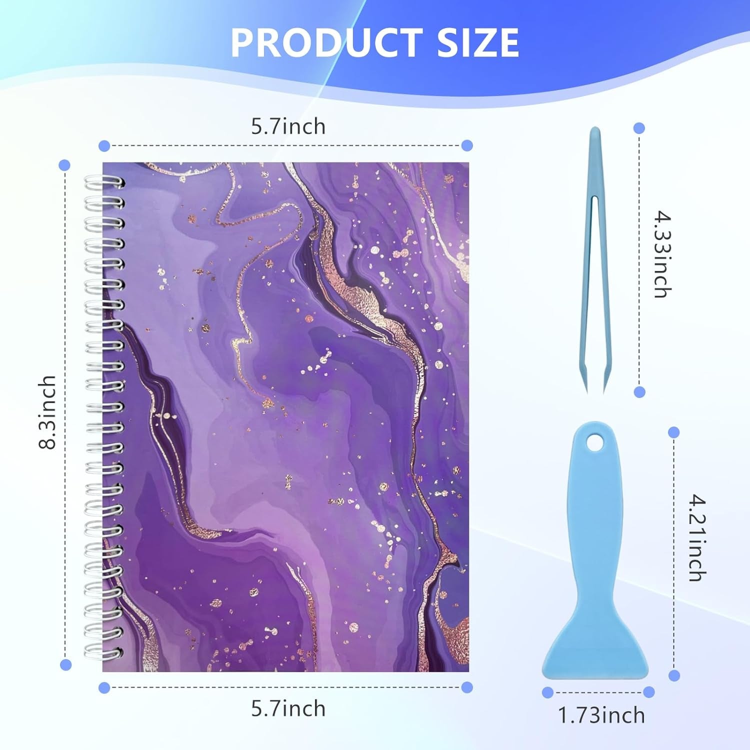 Reusable Sticker Book Collecting Album A5 Size 80 Sheets Sticker Collection Storage Book for Adults Release Paper Sticker Saver Holder Book with Tools (Purple)