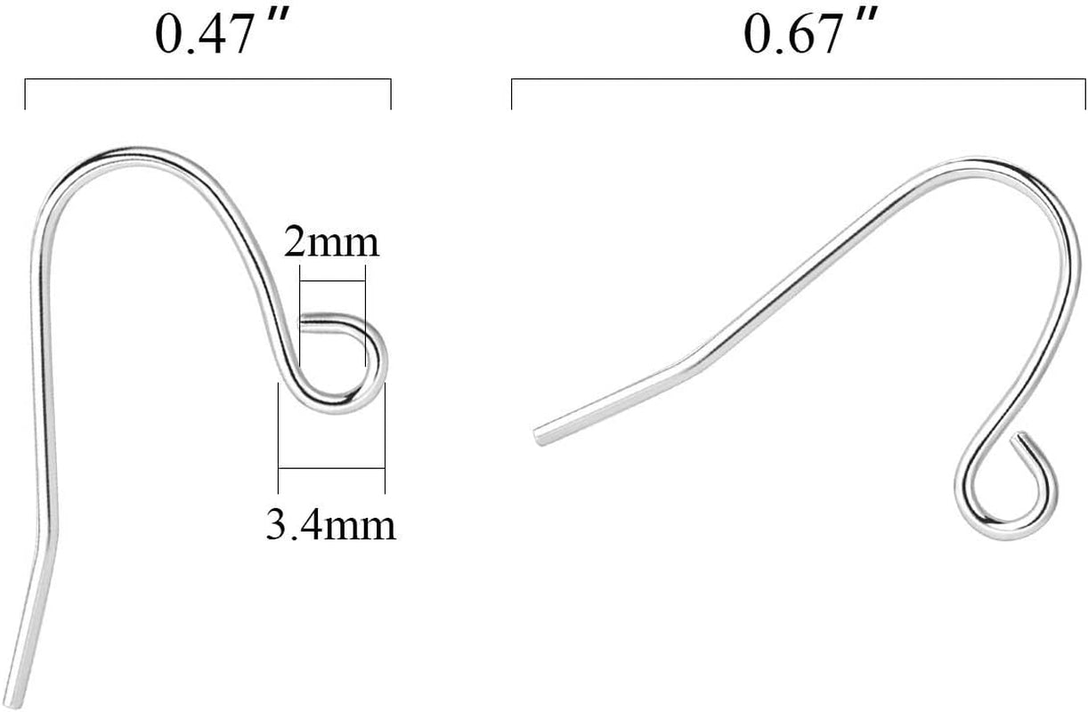 KISSPAT Silver Earring Hooks for Jewelry Making, 200 Pcs Sterling Silver Earring Hooks Ear Wires Fish Hook Hypoallergenic Earring Making Supplies Findings