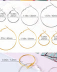 96Pcs Hoop Earrings Finding, Hypoallergenic Alloy round Earring Hoops for Jewelry Making, Open Beading DIY Earrings Craft Art Accessories