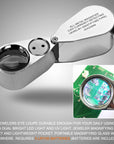 40X Jewelers Loupe, LED Light Illuminated Folding Magnifying Jewelry Eye Magnifier (LED Currency Detecting/Jewlers Identifying Type Lupe)