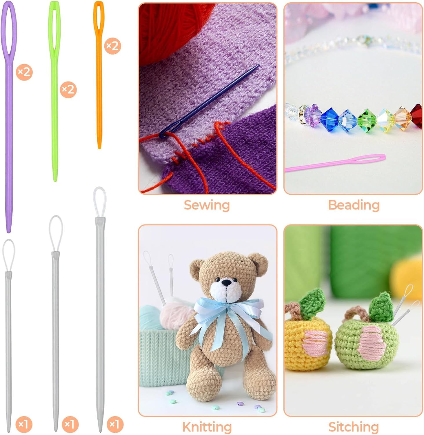 43 Pcs Yarn Needles Set, Assorted Yarn Needles Bent Tapestry Needle Weaving Needle Darning Needles Big Eye Blunt Knitting Needles with Stitch Markers for Knitting Crochet Kit