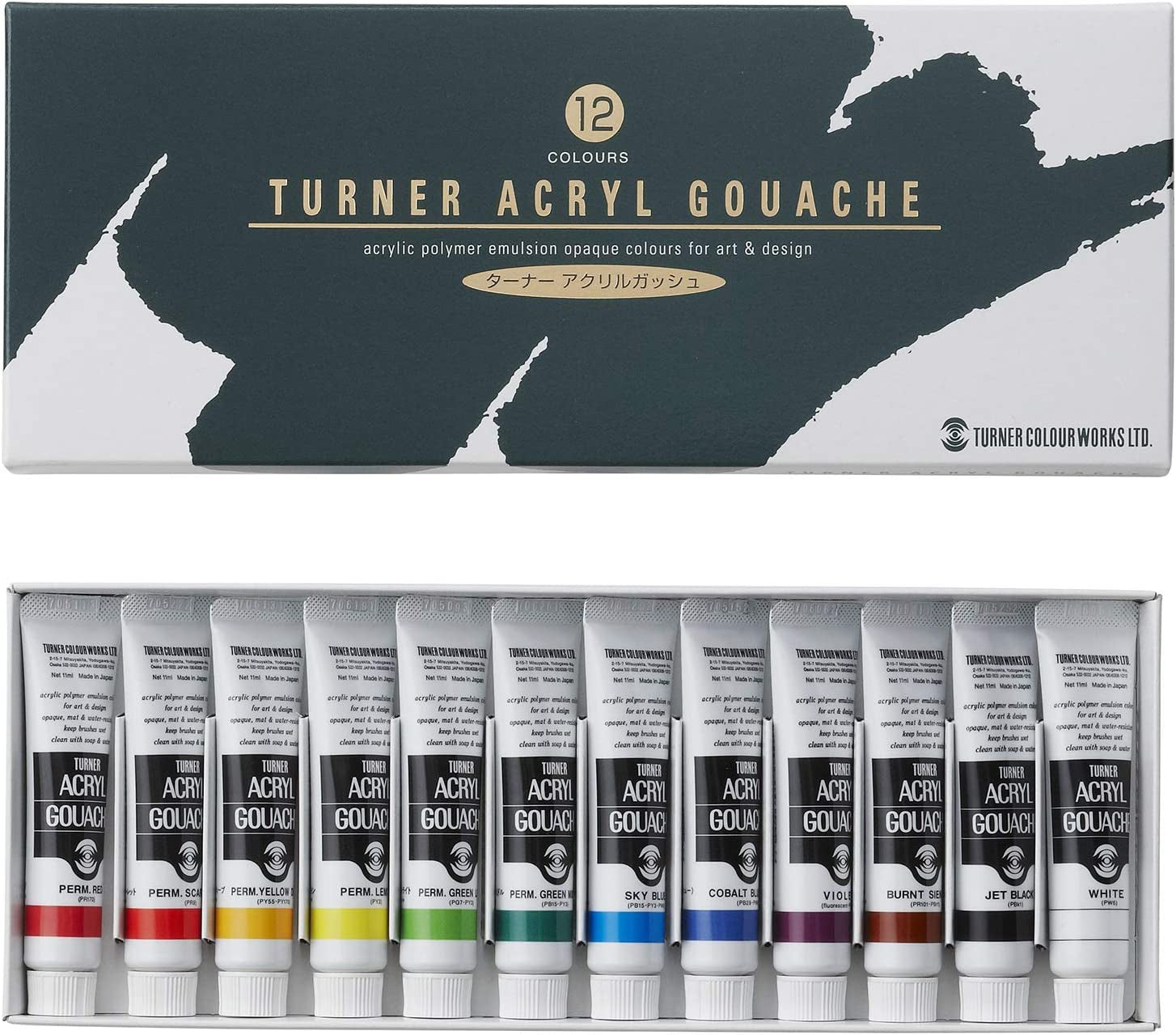Turner Acrylic Gouache 12 Color Set School by Turner Color