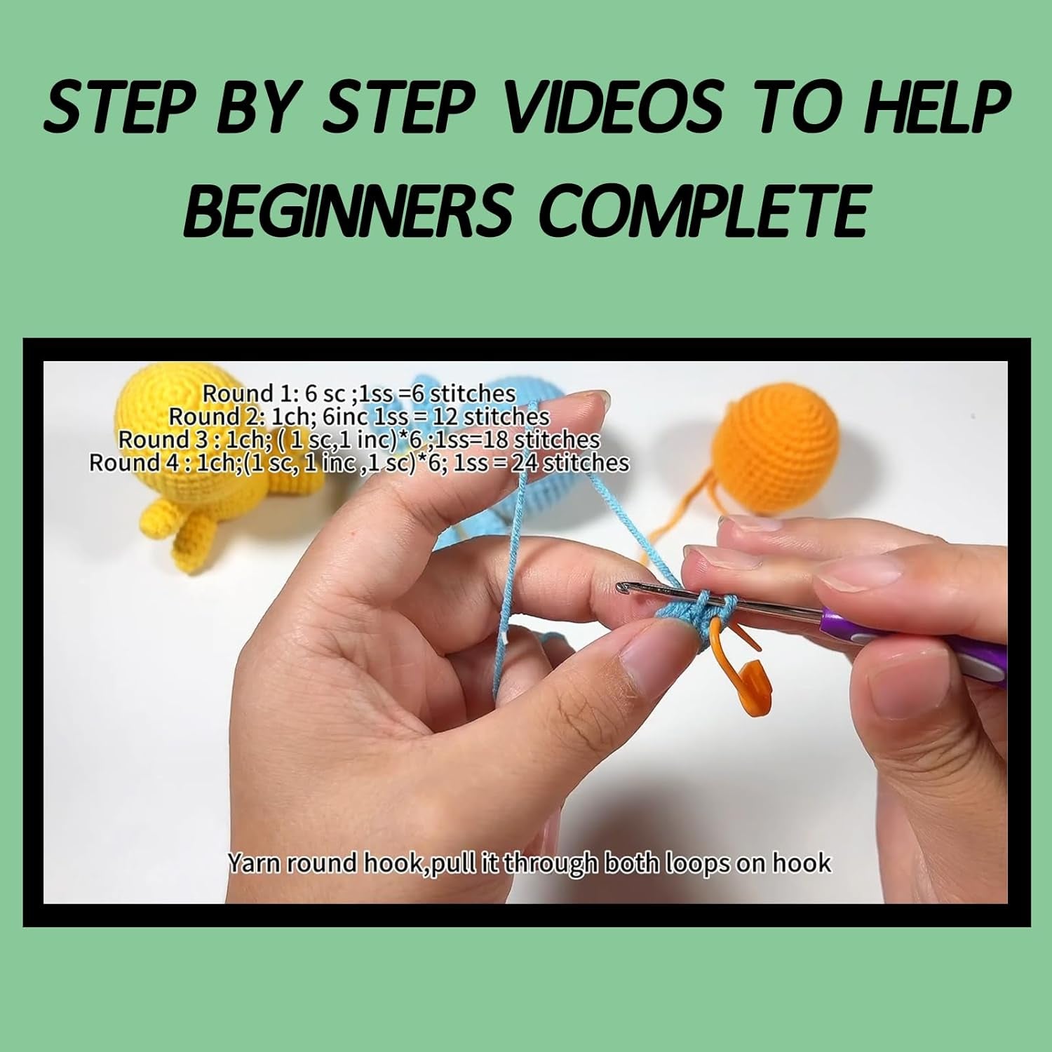 Crochet Kit for Beginners, Complete 4 PCS Cute Animals Crochet Kits for Adults with Step-By-Step Instructions and Video Tutorials - Best Knitting Birthday Gift (4P, Cute Animals)