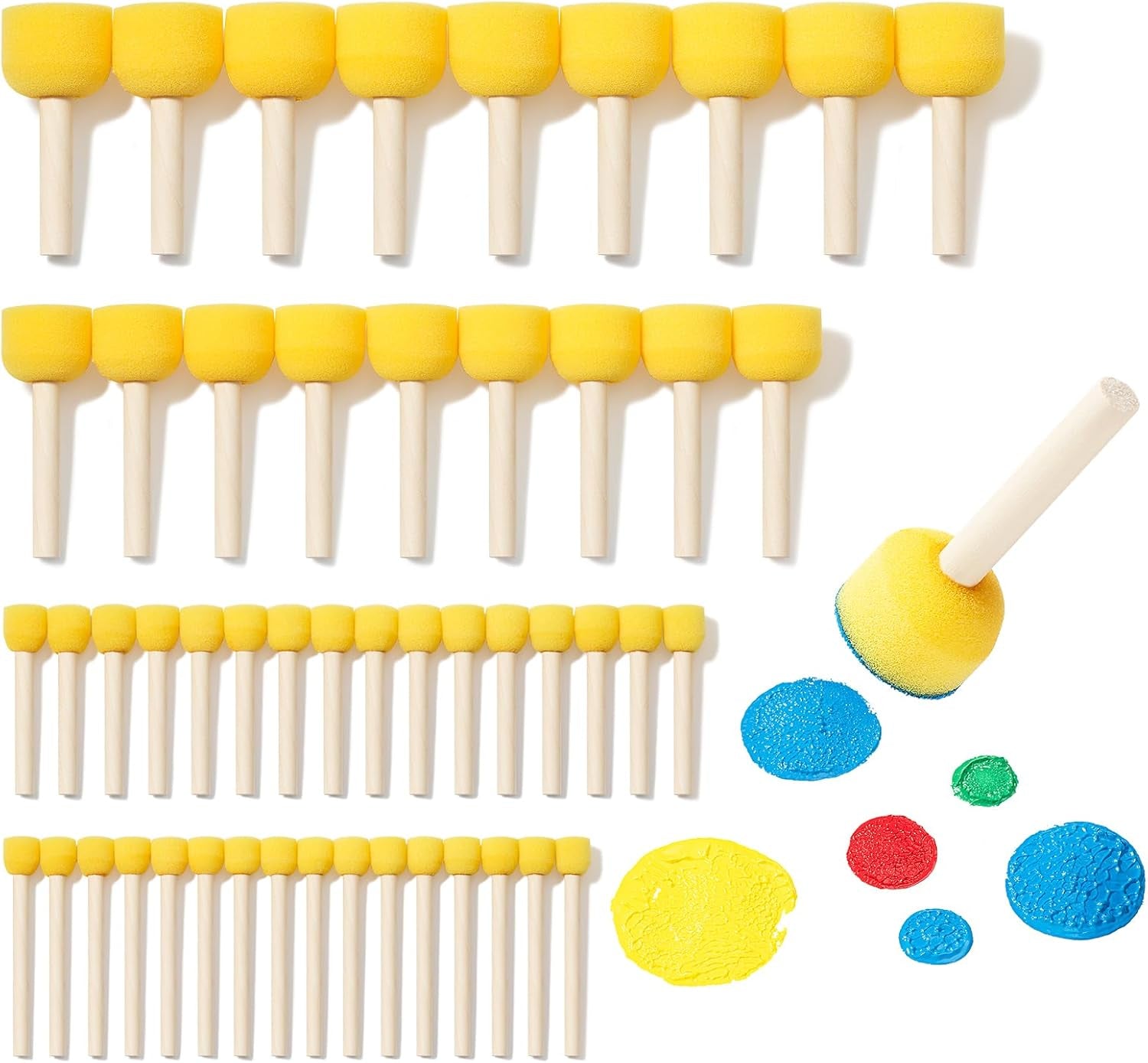 5 Pcs Foam Paint Brushes, 2 Inch Foam Brush, Wood Handle Foam Brushes for Staining, Sponge Paint Brush, Foam Brushes for Staining, Varnishes, and DIY Craft Projects