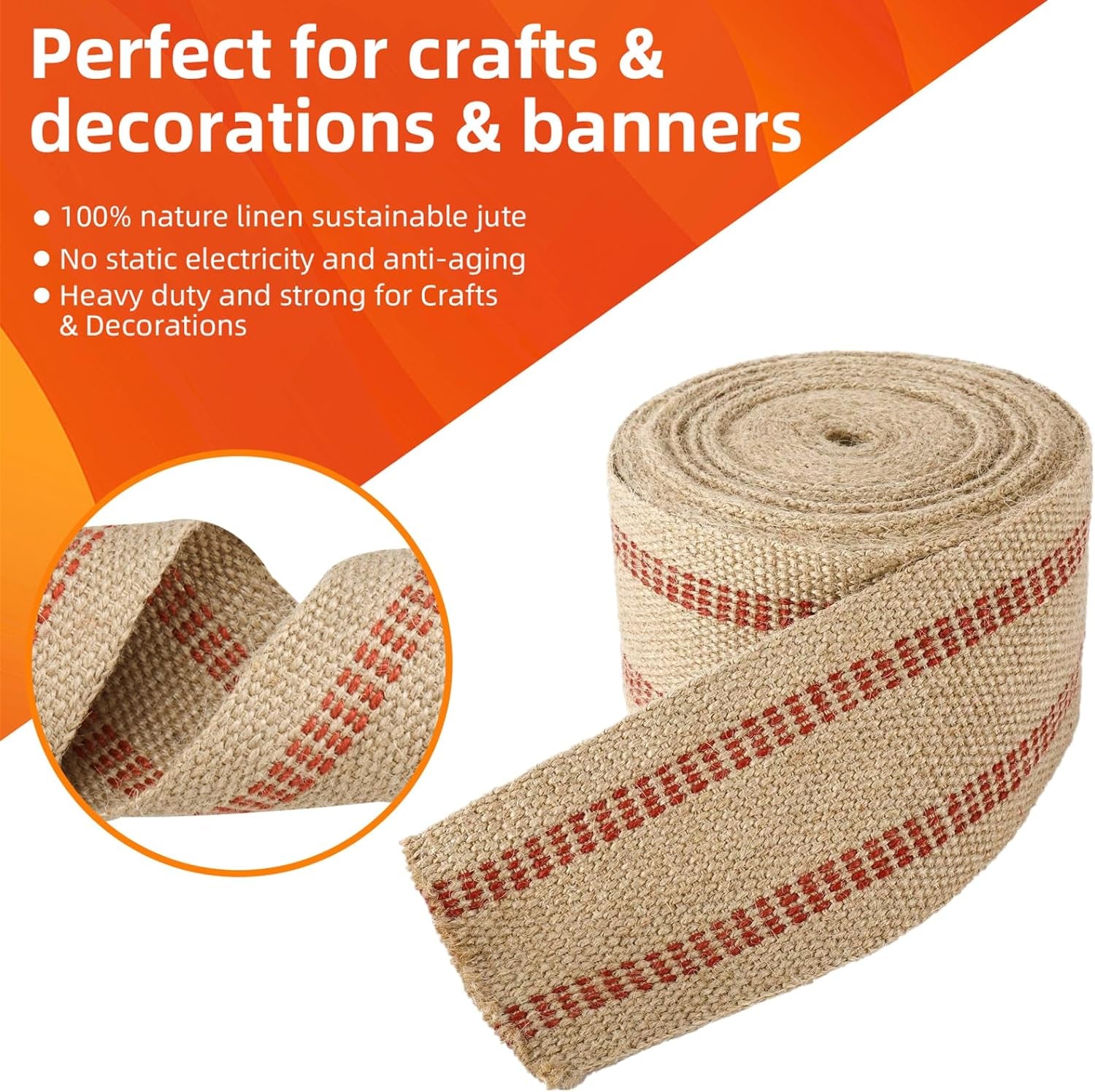 Craft Jute Webbing Tape, 3.5" X 10 Yd,11 Lbs Heavy-Duty for Chair Repair, Crafting, Burlap Ribbon, Upholstery
