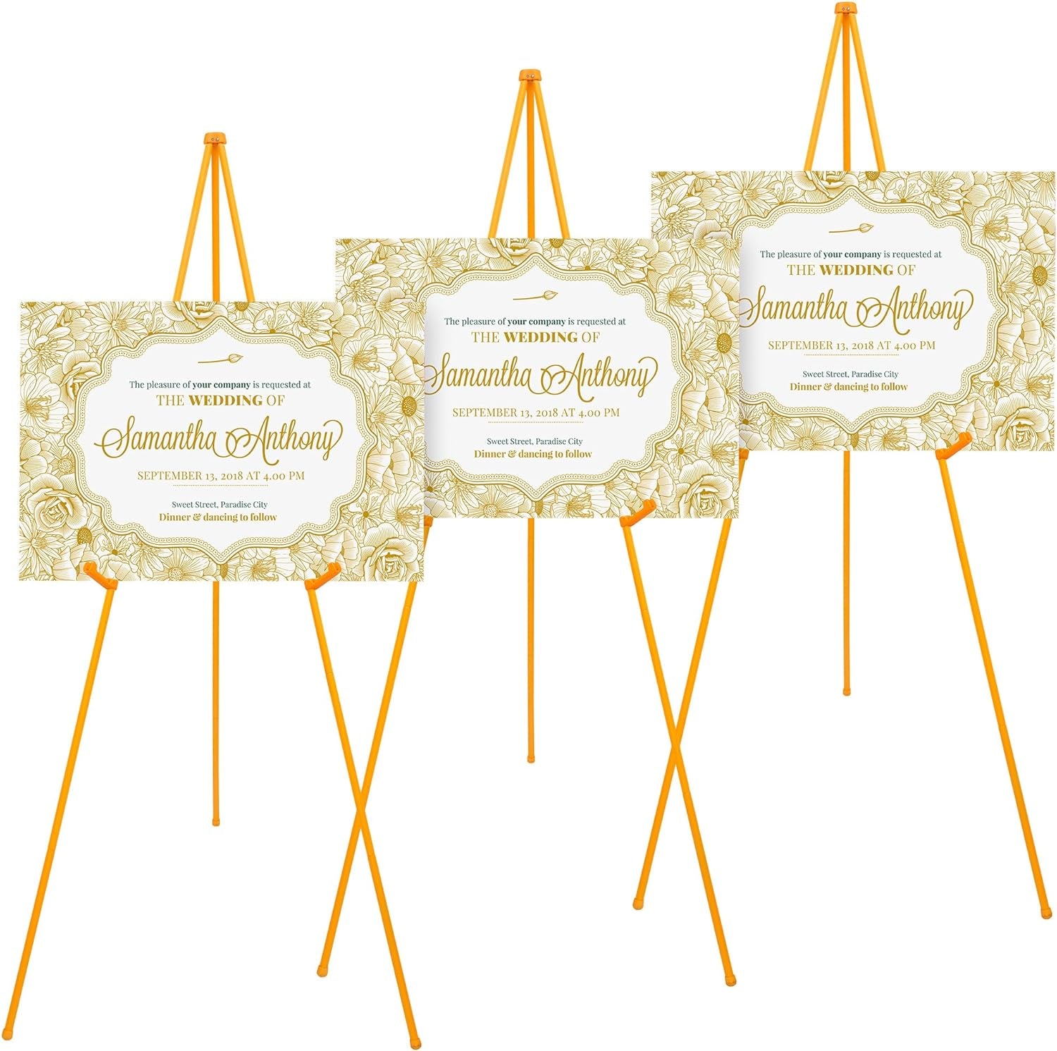 63" Easel Stand for Wedding Signs, Posters, Portable Artist Easel for Painting Canvas, Tripod for Home and Office, Supports 5 Lbs-Yellow 1/Pack