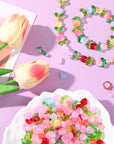 320 Pcs Colorful Translucent Tulip Flower Beads Handcrafted Tulip Glass Spacer Bead Crystal Loose Glass Flower Beads for Jewelry Making Earring Bracelet DIY Craft Spring Summer Gifts