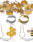 20 Pcs Cute Bee Honeycomb Stitch Marker, 2 Pcs Adjustable Knit Crochet Loop Ring for Crocheting and Knitting, Alloy Crochet Stitch Marker Knitting and Crocheting Accessories