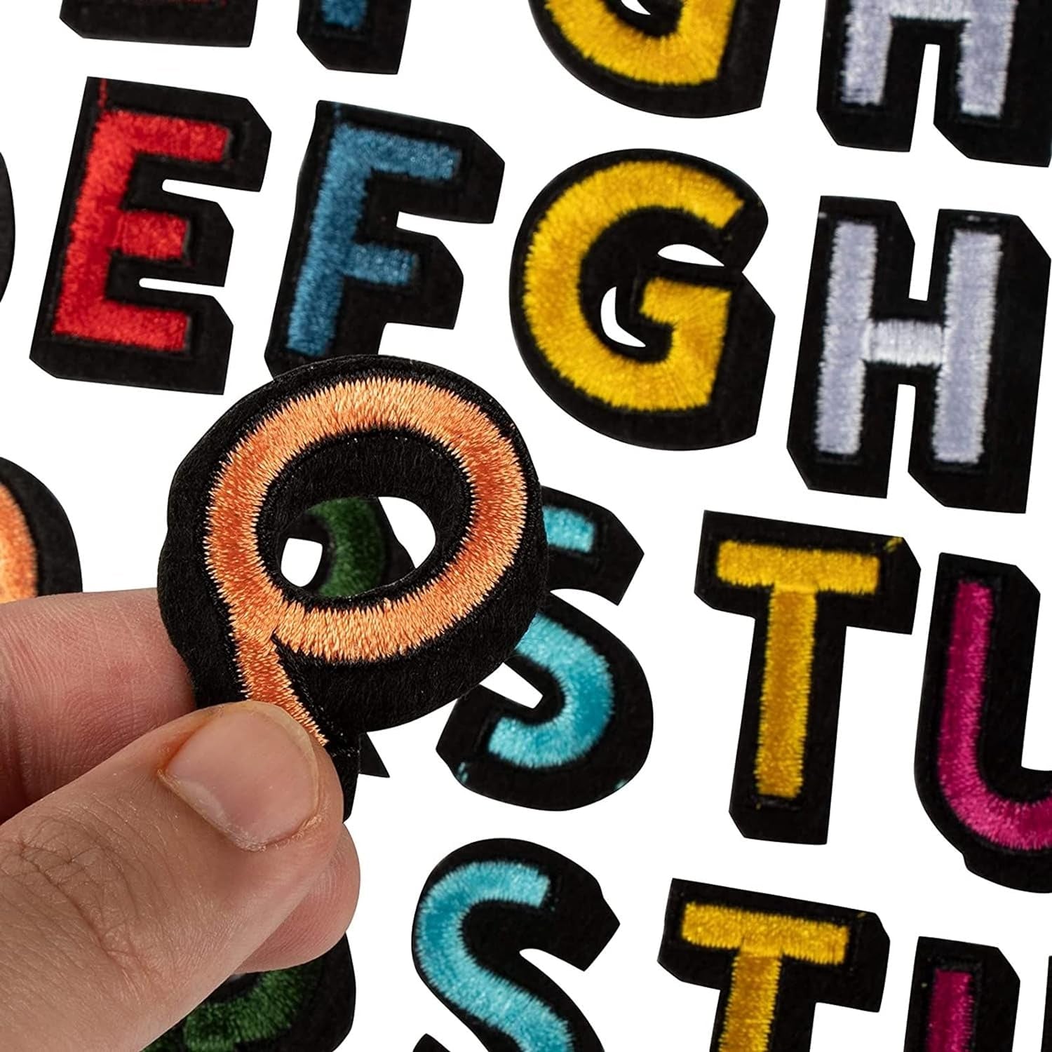 104 Pieces Iron on Letters for T-Shirts, 4 Sets of 26 Embroidered Alphabet A-Z Patches for Denim Jackets, Hats, Fabric (1 In)
