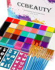 36 Colors Face Body Paint Oil, Hypoallergenic Face Painting Kit Professional for Kids Party with 30 Stencils + 10 Brushes for Halloween SFX Special Effects Cosplay Costume Makeup Supplies