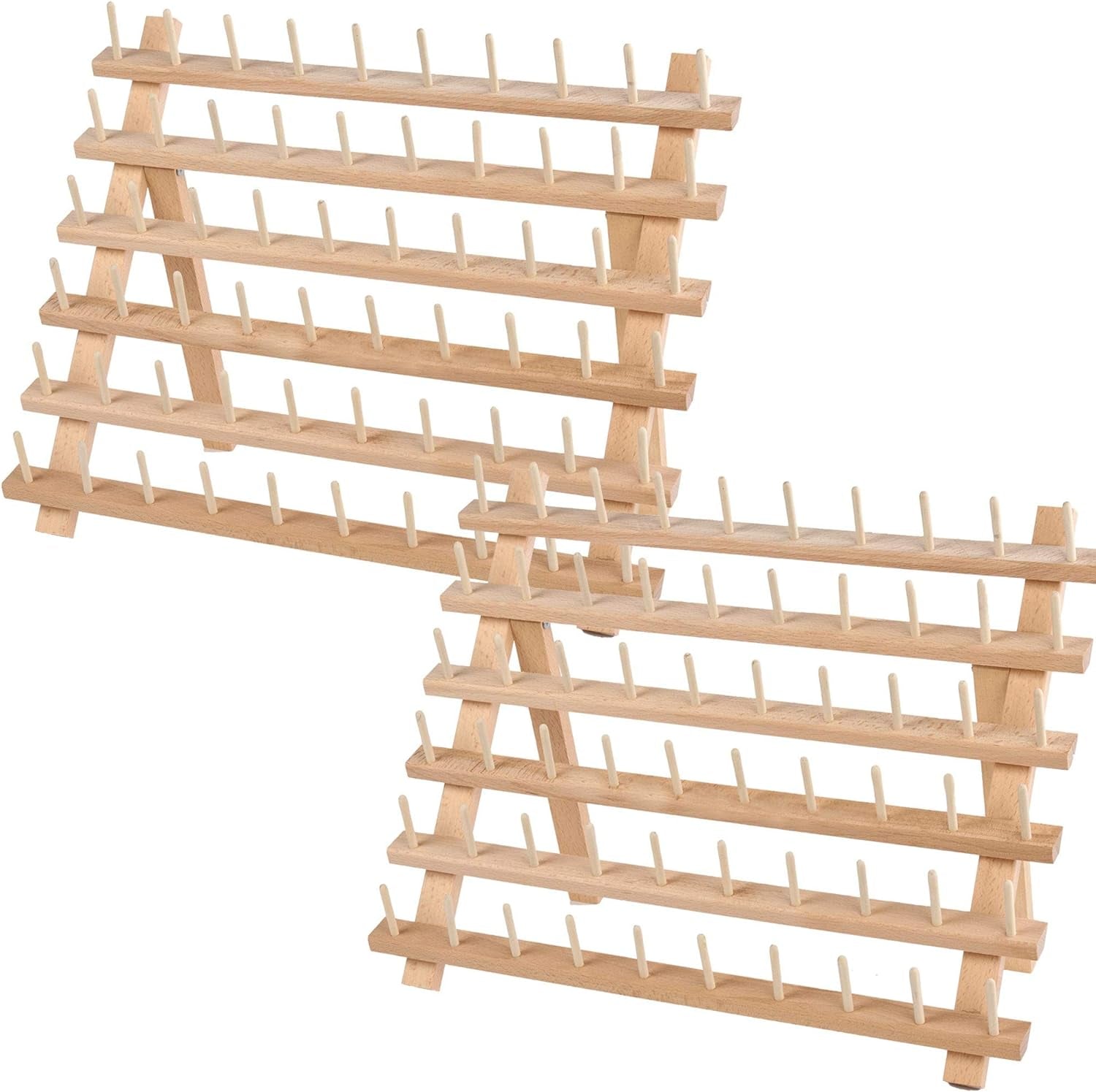 Wooden Thread Rack Sewing and Embroidery Thread Holder, 60 Spools, 2 Pack